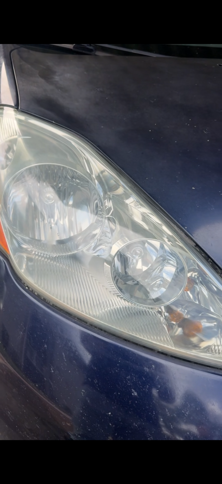 Clear headlight after restoration